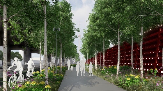 Image: A rendering of North Lake Shore Blvd. Landscaped Trails