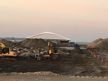 a large bridge arrives in the Toronto harbour