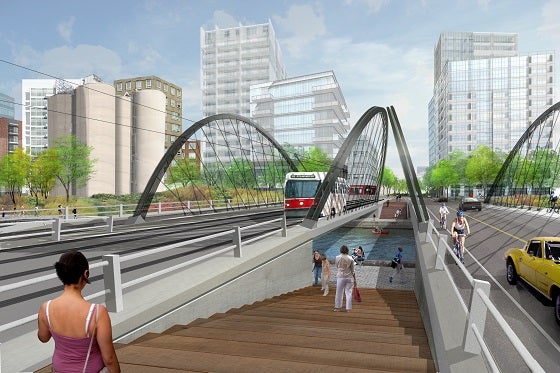 rendering of the future transit LRT and bridge