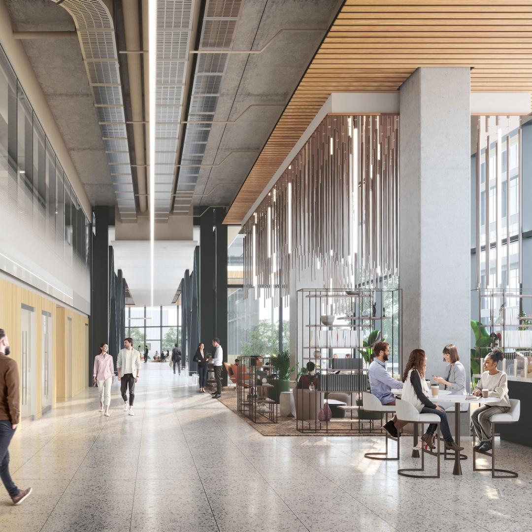 a rendering of the interior of the Waterfront Innovation Centre