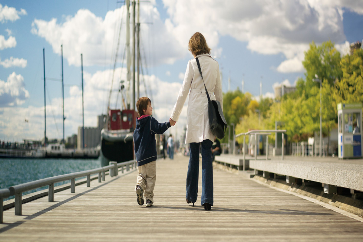 image of mother and son on York Quay Promenade