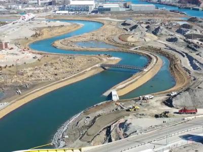 aerial view of a new river being constructed